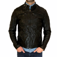 Cafè Racer Black Leather Jacket