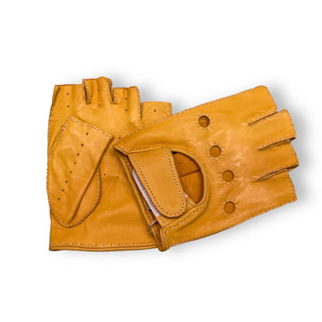 Yellow Short fingers leather gloves