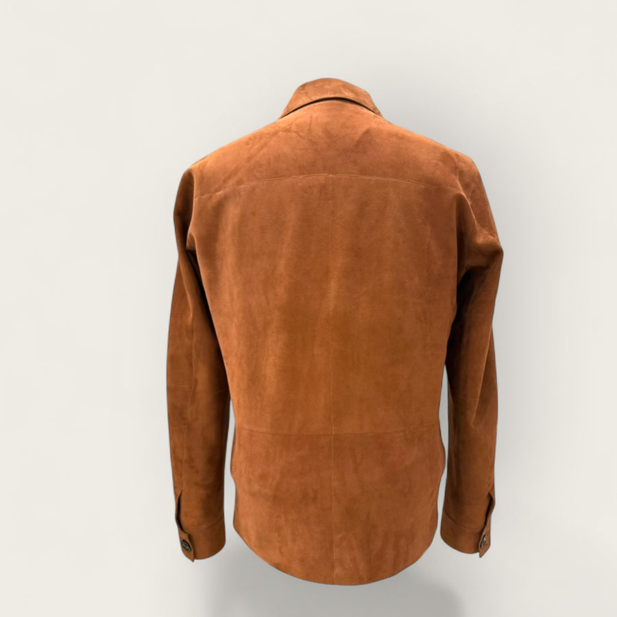 Tobacco Suede leather overshirt