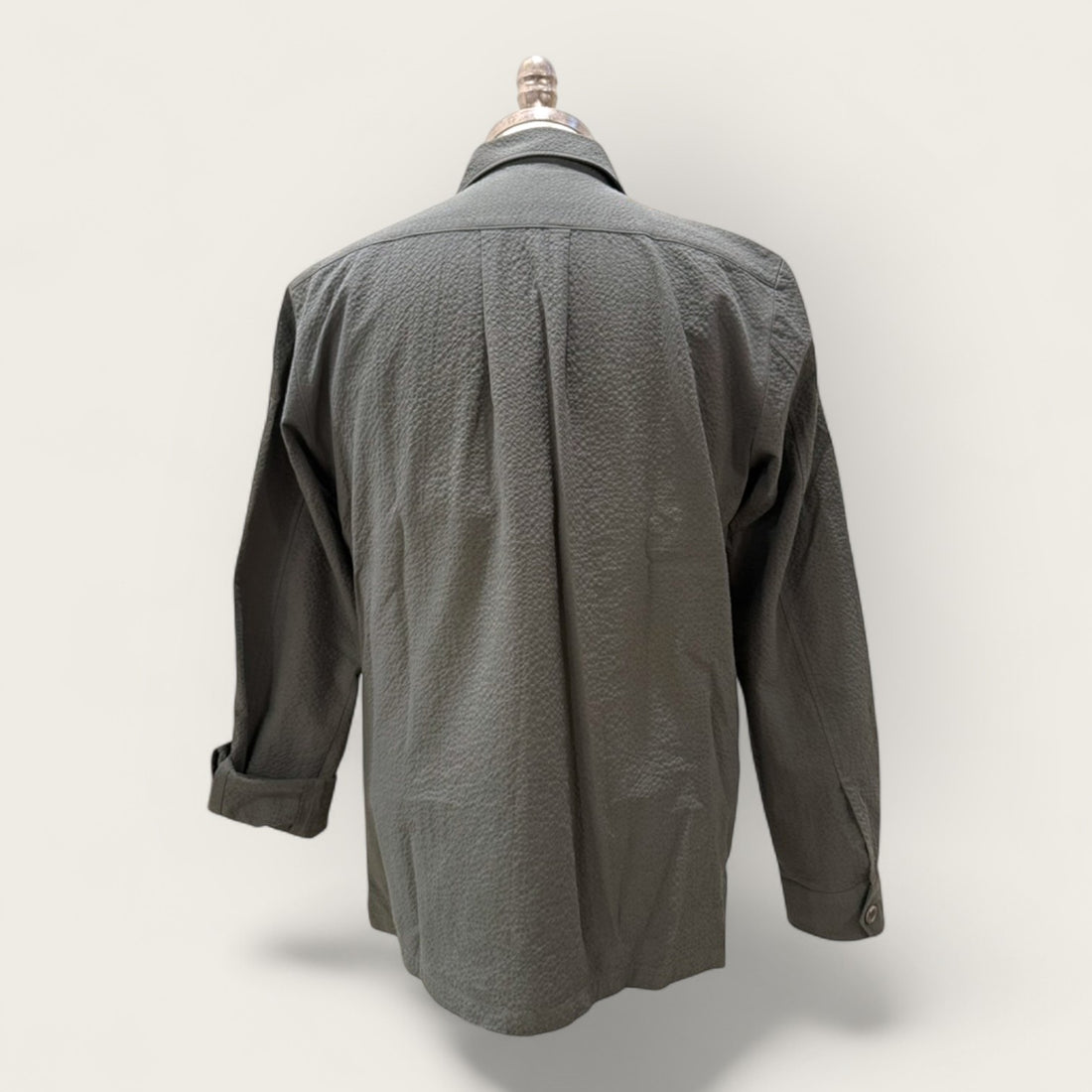 Olive Green seersucker cotton worker overshirt