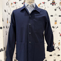 Navy seersucker cotton worker overshirt