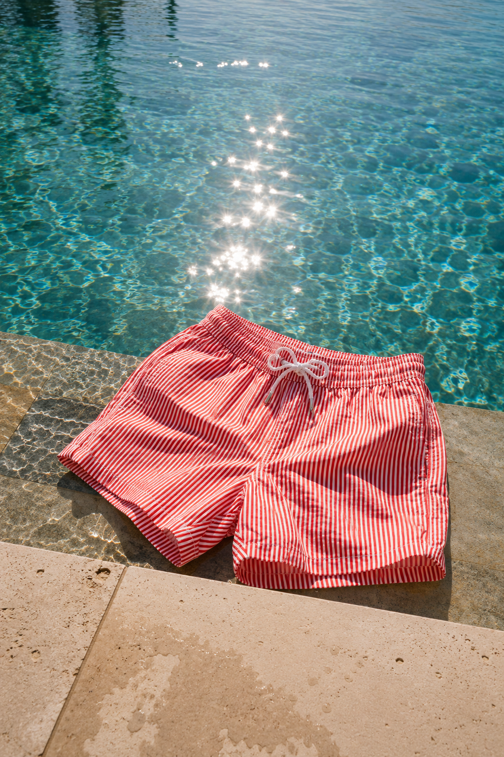 Amalfi Seersucker Swim Short bottle red/white