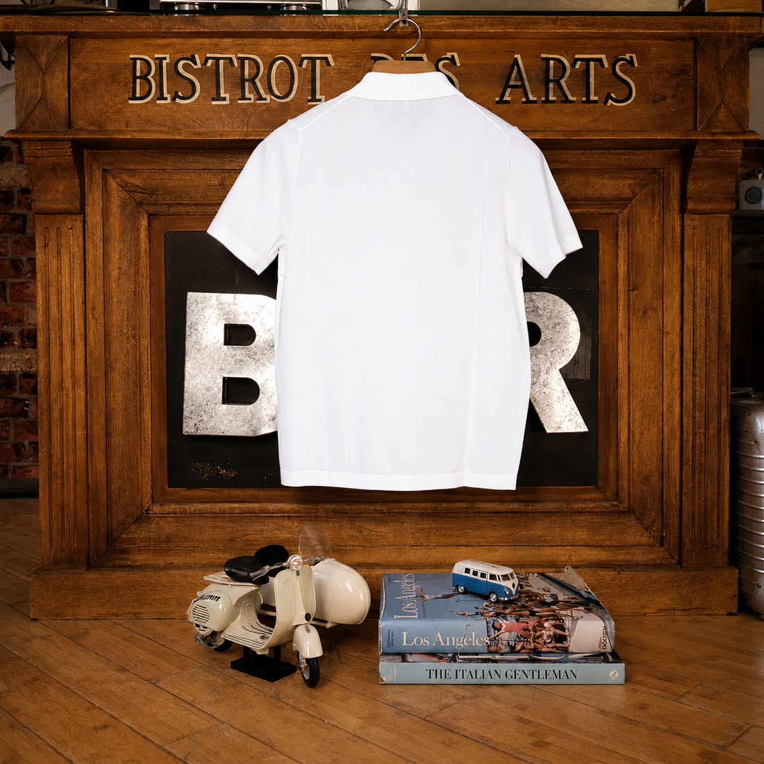 Natural White full button Cotton Polo