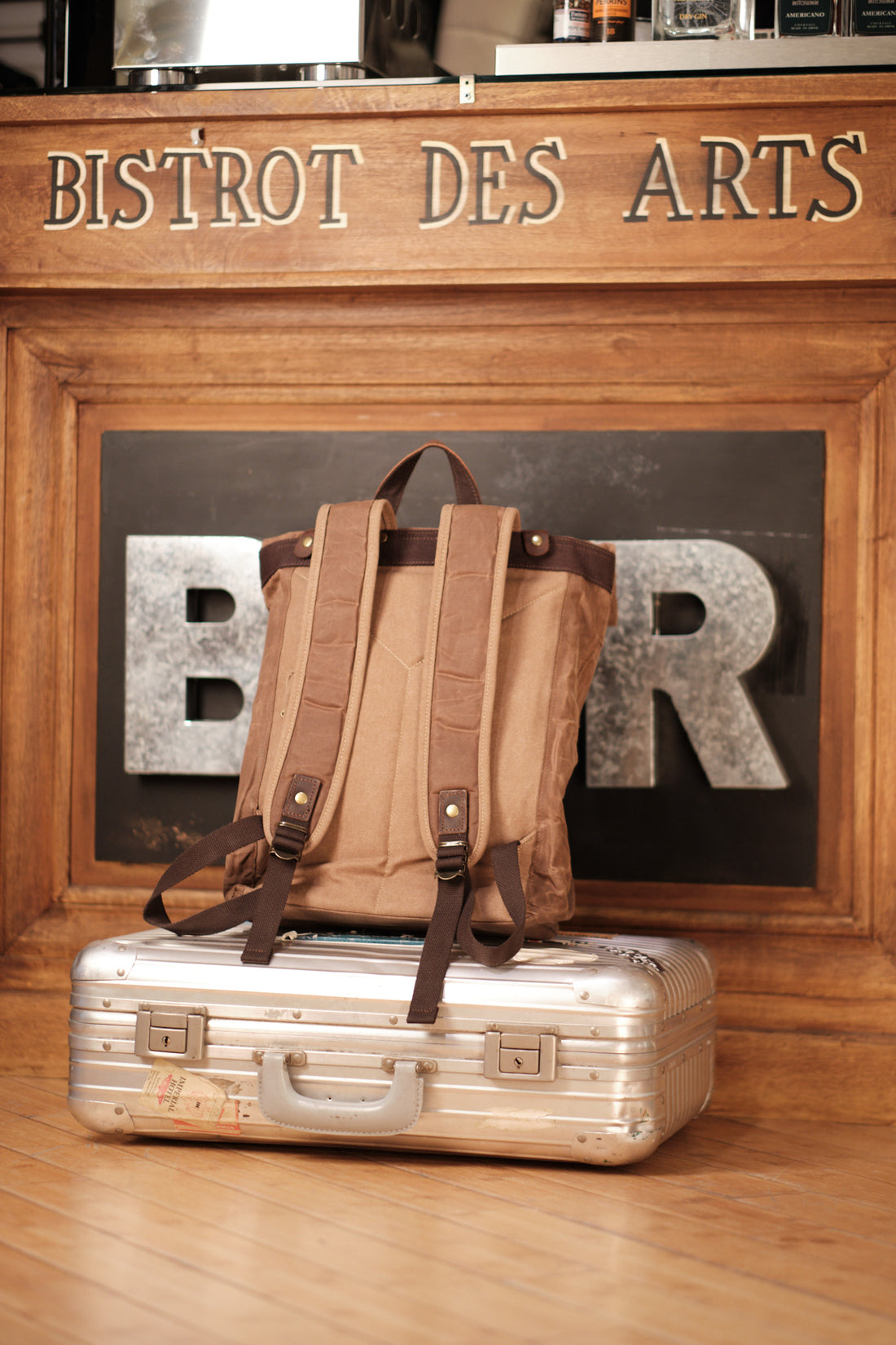 Commuting Waxed cotton and leather backpack