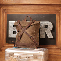 Commuting Waxed cotton and leather backpack