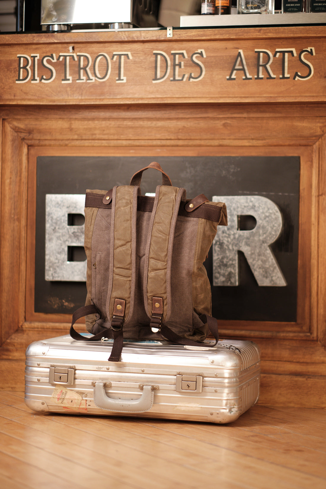 Commuting Waxed cotton and leather backpack