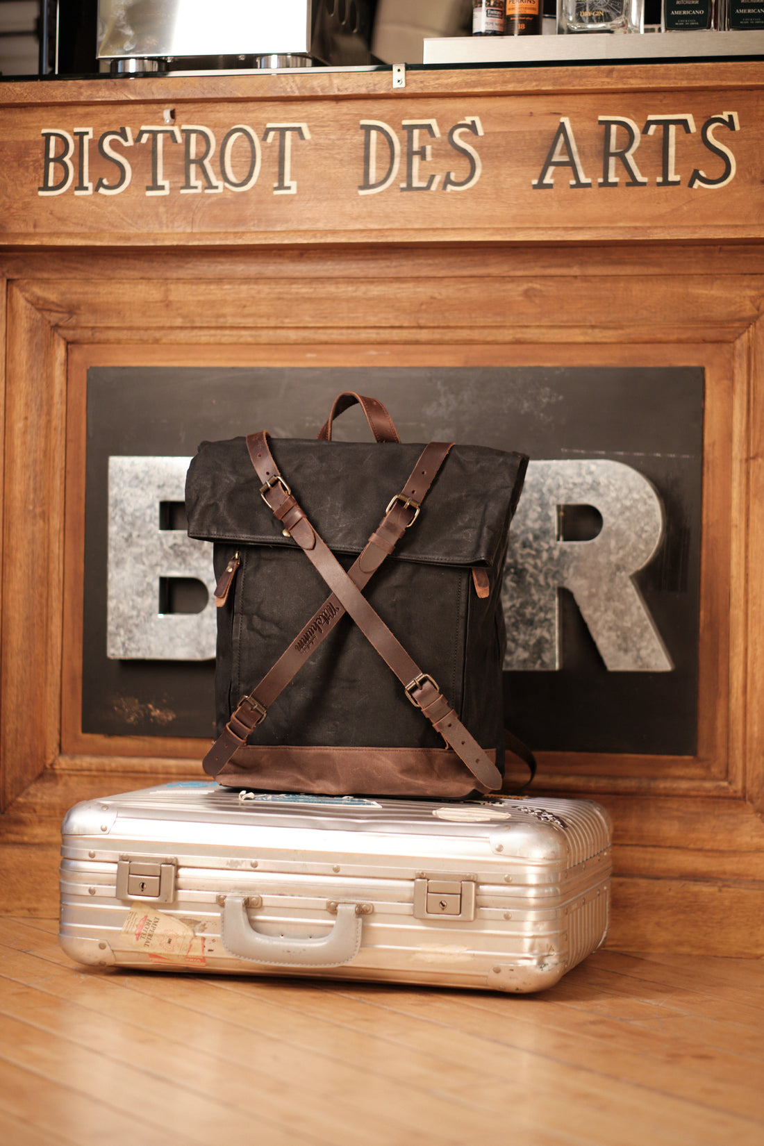 Commuting Waxed cotton and leather backpack