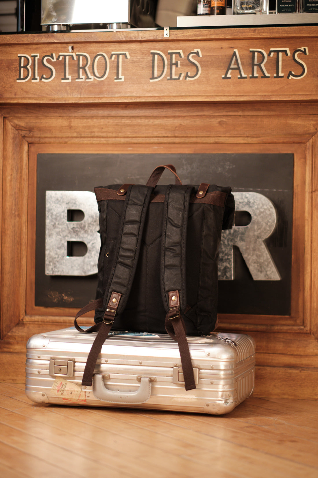 Commuting Waxed cotton and leather backpack