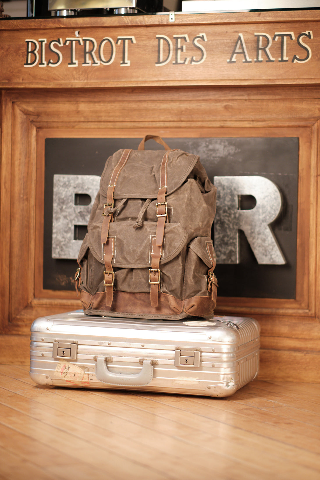 Back to the mountains waxed backpack