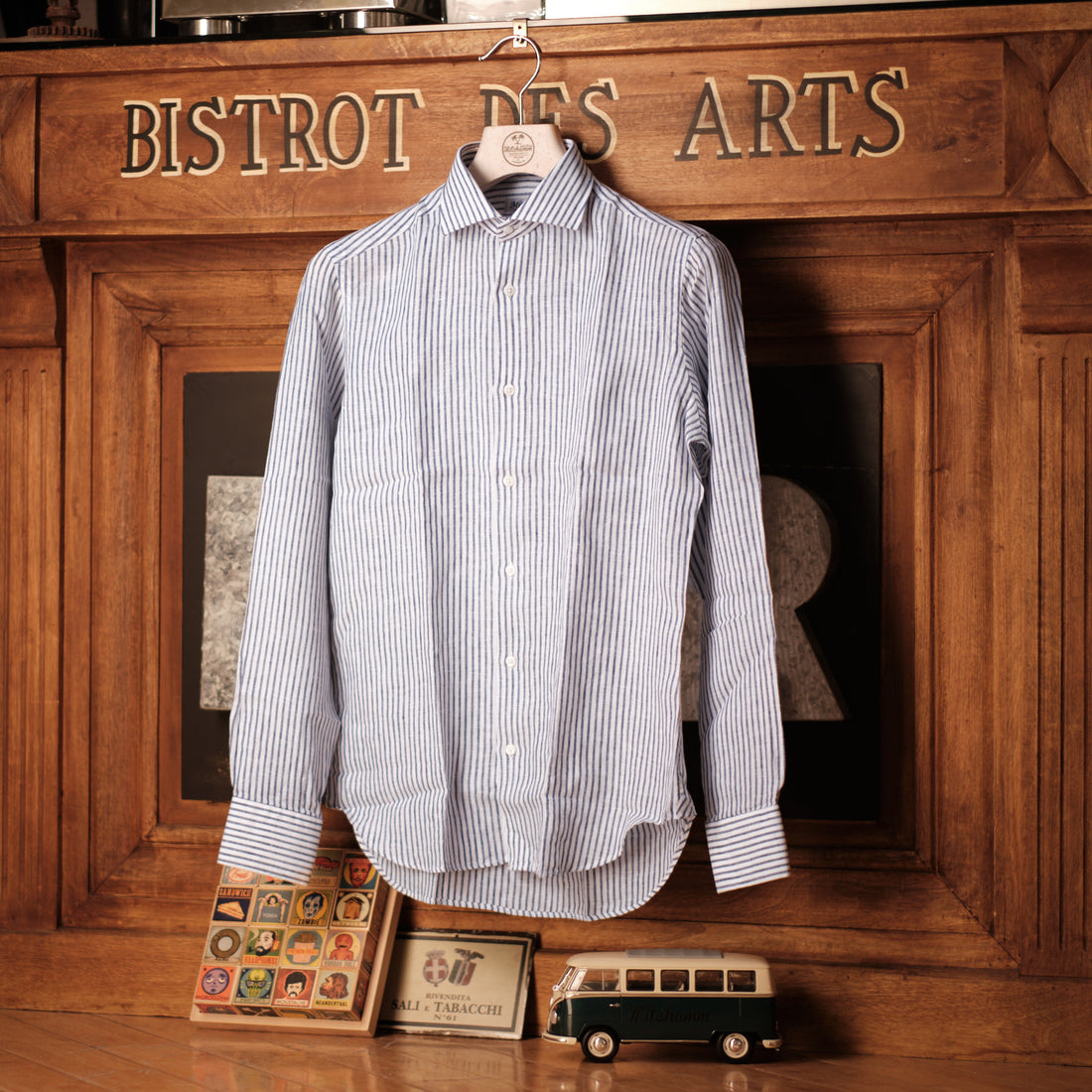 Riviera Blue tight stripes Linen Shirt