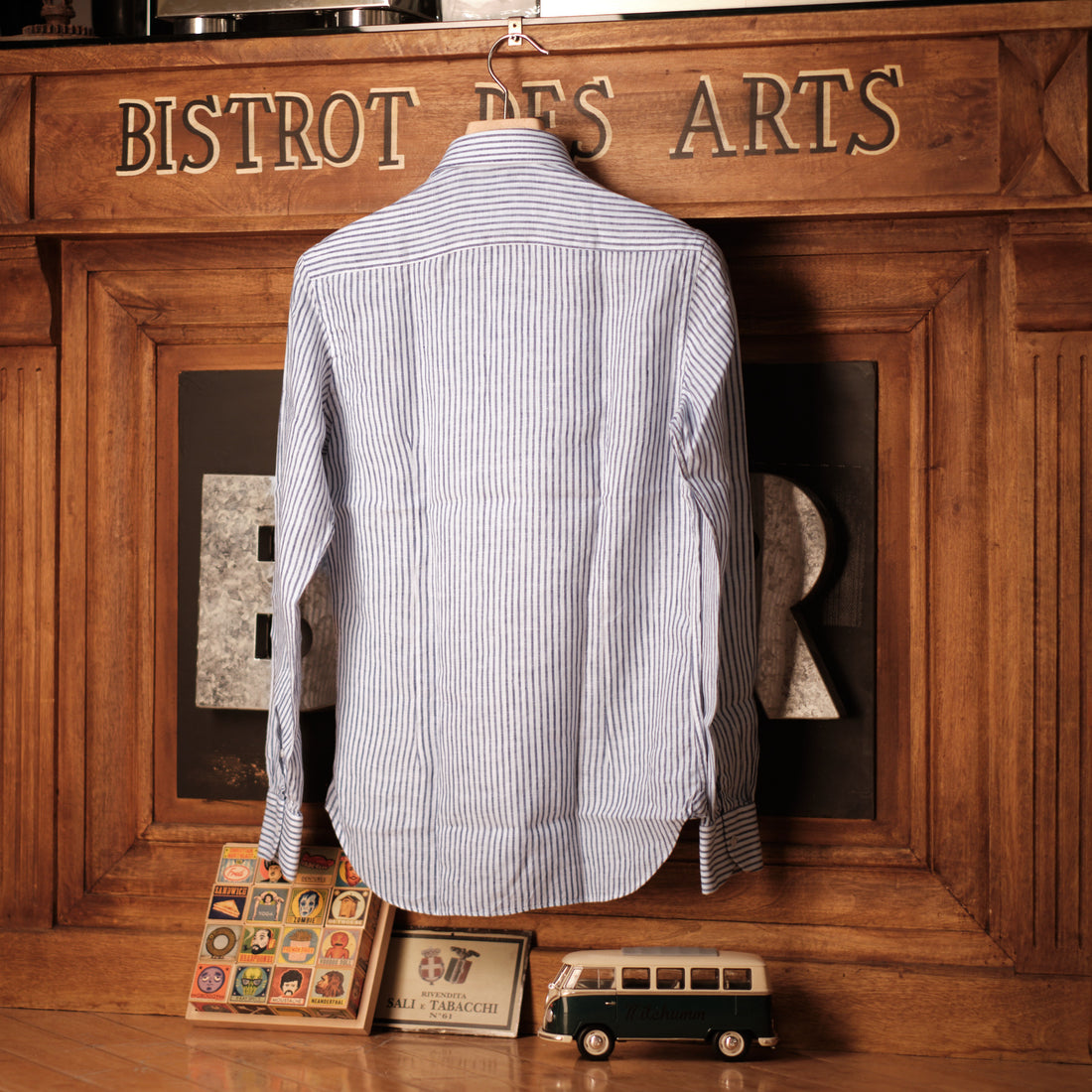 Riviera Blue tight stripes Linen Shirt