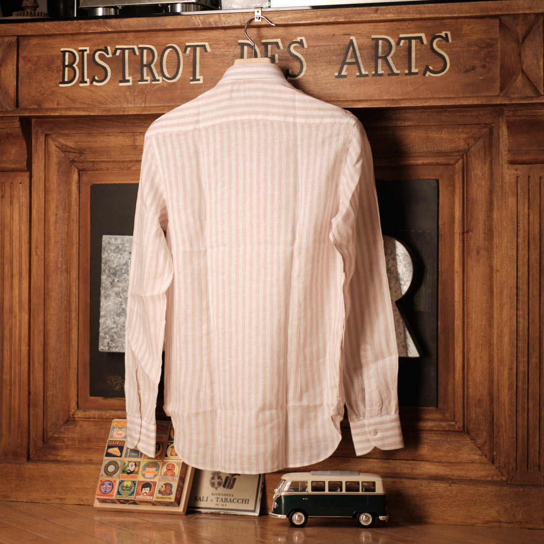Dusty Rose tight stripes Linen Shirt