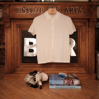 Natural White full button Cotton Polo
