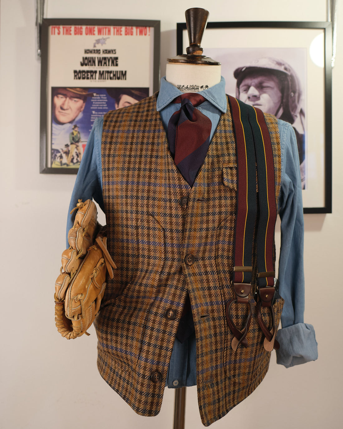Maremmano Wool Vest Houndstooth & Azure Overcheck