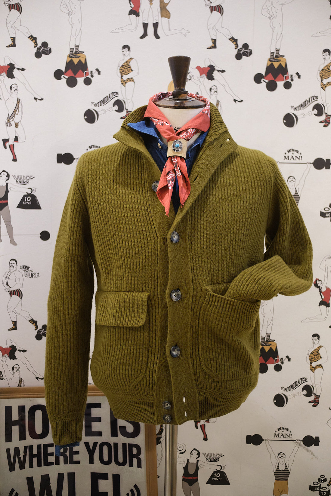 Ribbed Knit Cardigan Extrafine Army green