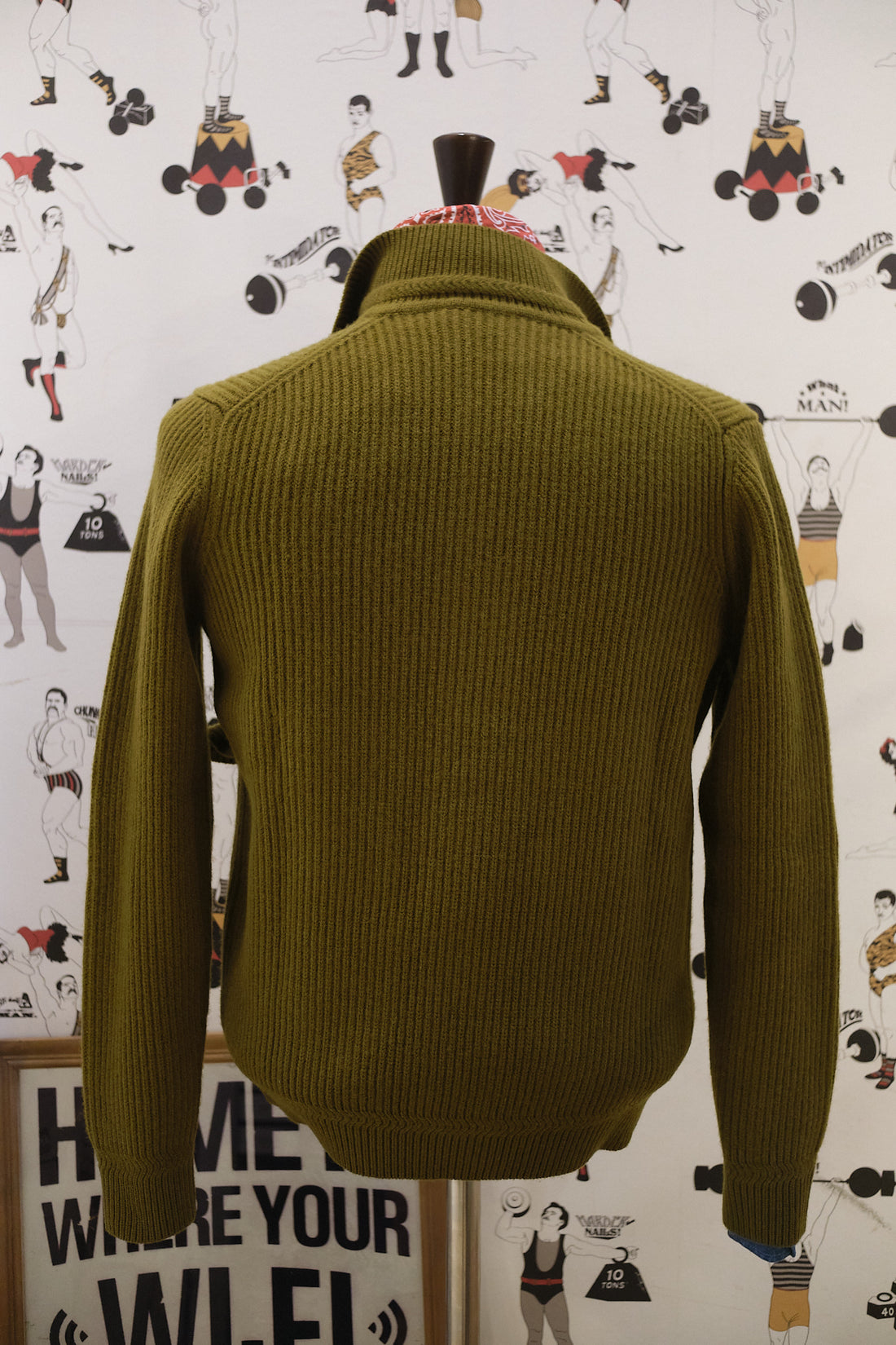 Ribbed Knit Cardigan Extrafine Army green