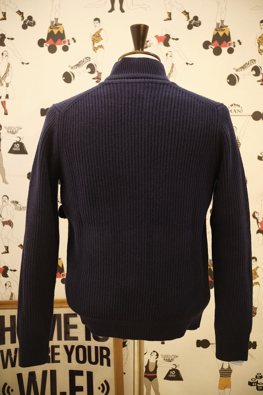 Ribbed Knit Cardigan Extrafine Vintage Navy