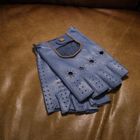 Handmade Gentleman Driver 1/2 gloves - Azure Blue