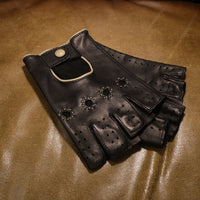 Handmade Gentleman Driver 1/2 gloves - Stealth Black