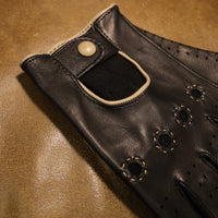 Handmade Gentleman Driver 1/2 gloves - Stealth Black