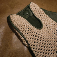 Handmade Gentleman Driver 1/2 gloves - Crochet Loden Green