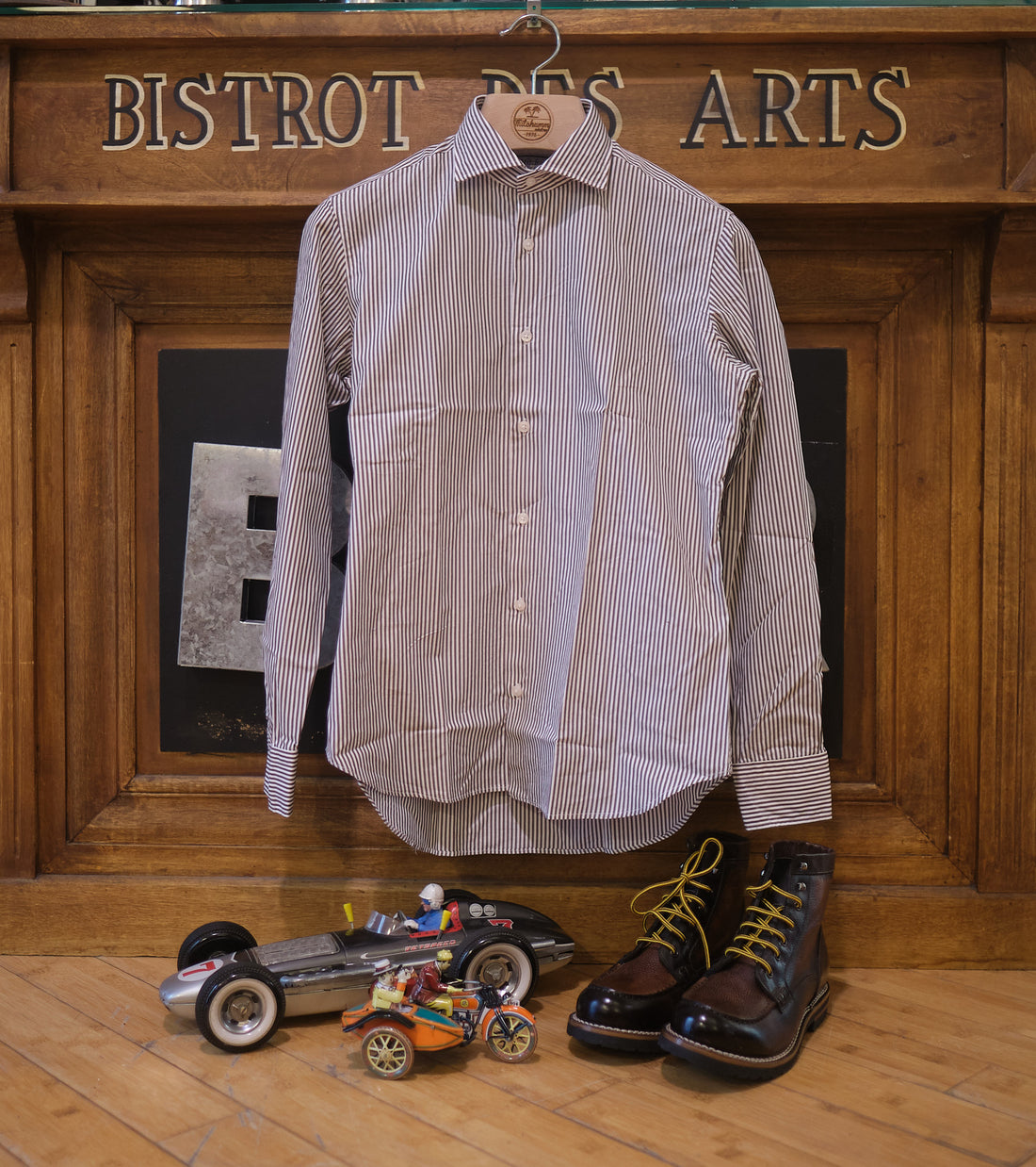 Popeline cotton Classic Brown stripes shirt
