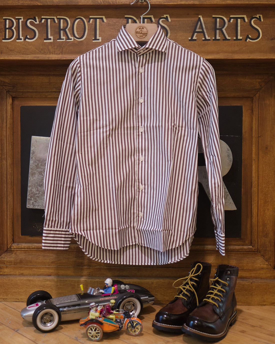 Popeline cotton Classic Brown stripes shirt