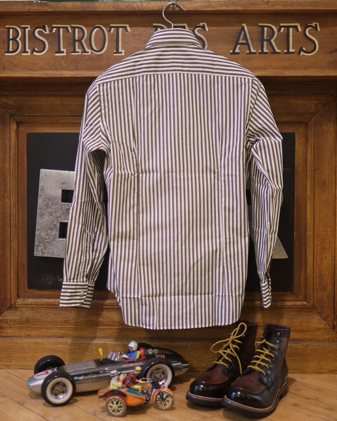 Popeline cotton Classic Brown stripes shirt