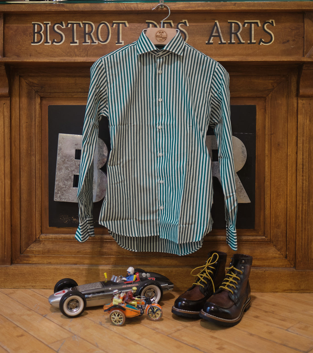 Popeline cotton Classic Big Green stripes shirt