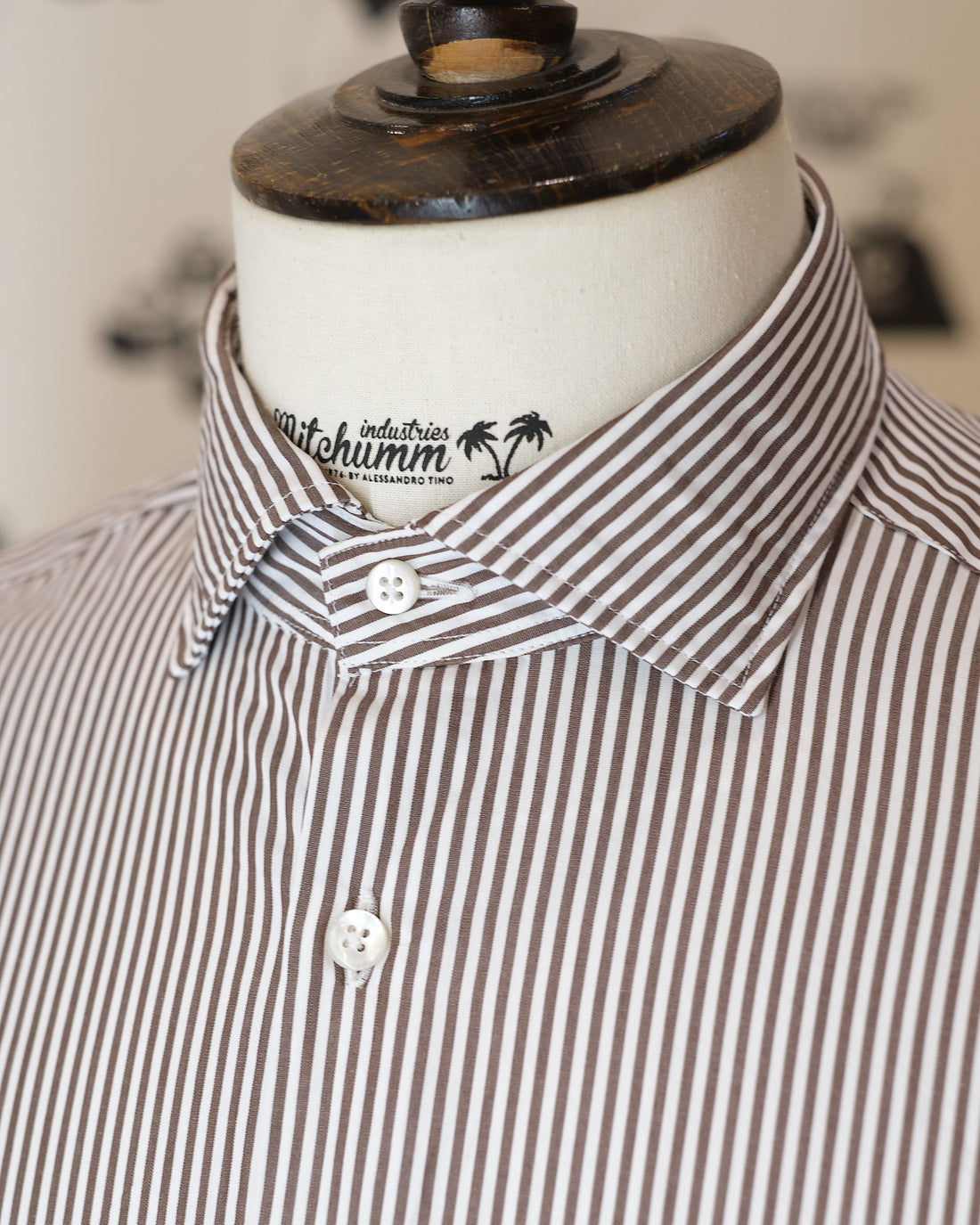 Popeline cotton Classic Brown stripes shirt