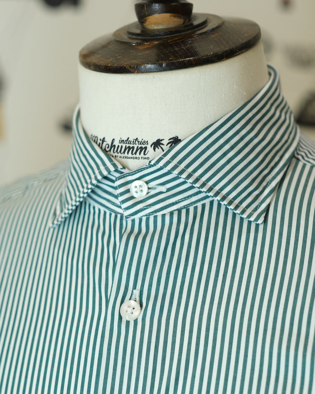 Popeline cotton Classic Green stripes shirt