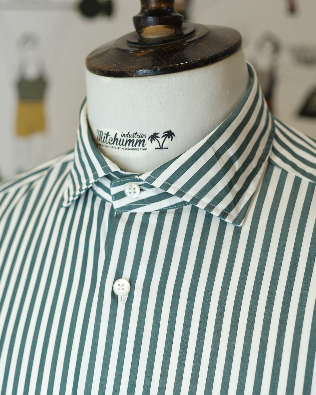 Popeline cotton Classic Big Green stripes shirt