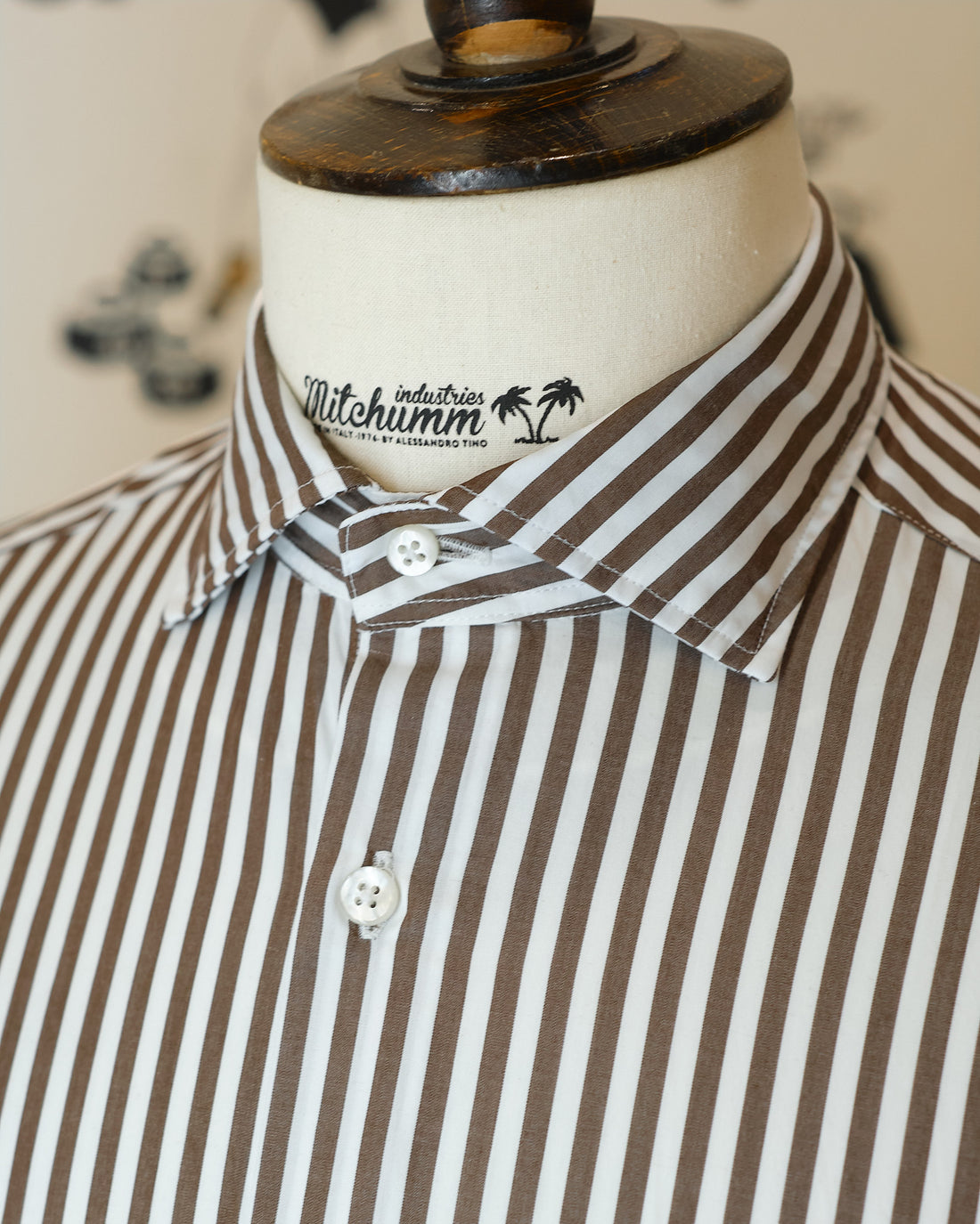 Popeline cotton Classic Brown stripes shirt