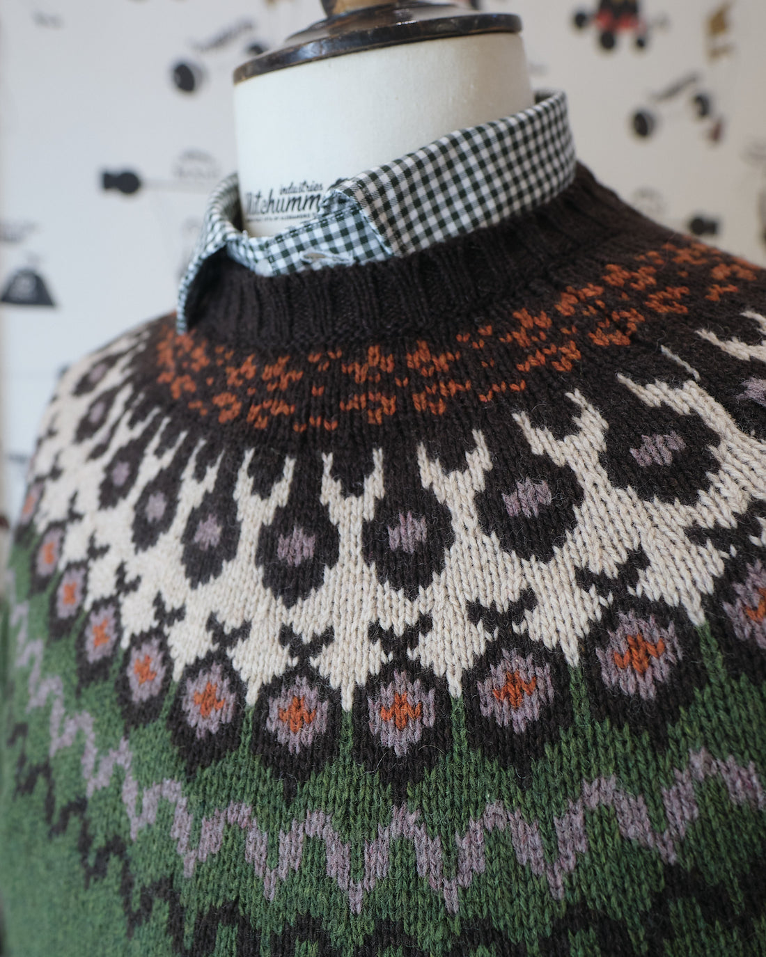 Olive Fair Isle Jacquard crewneck knit