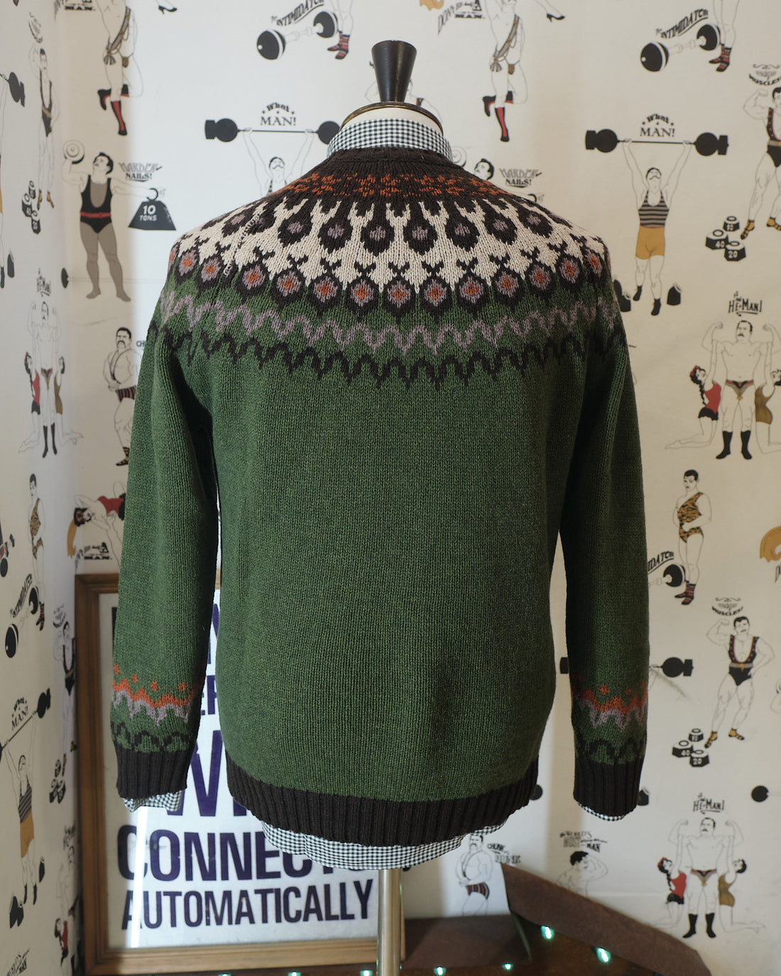 Olive Fair Isle Jacquard crewneck knit
