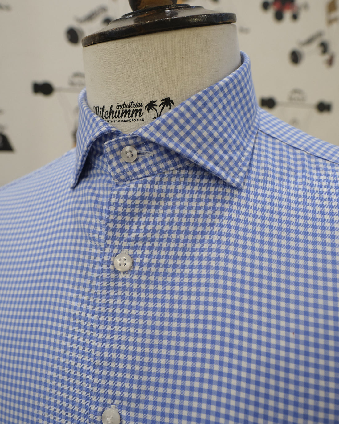 Gingham check Blue shirt