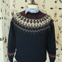 Navy Fair Isle Jacquard crewneck knit