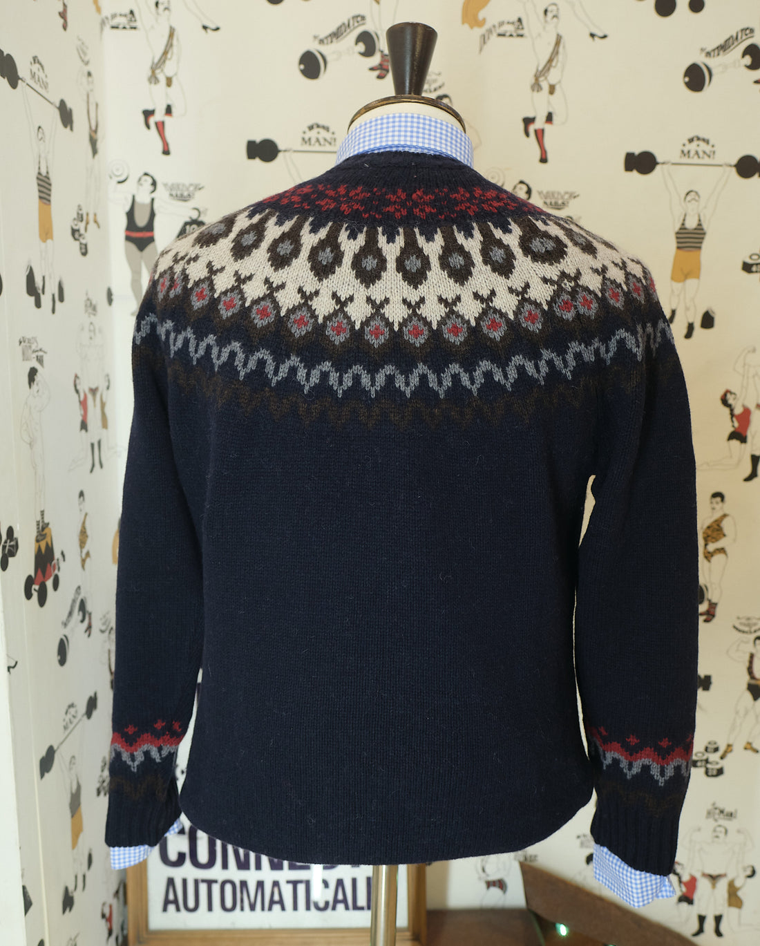 Navy Fair Isle Jacquard crewneck knit