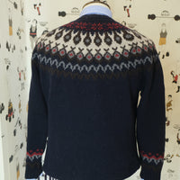 Navy Fair Isle Jacquard crewneck knit