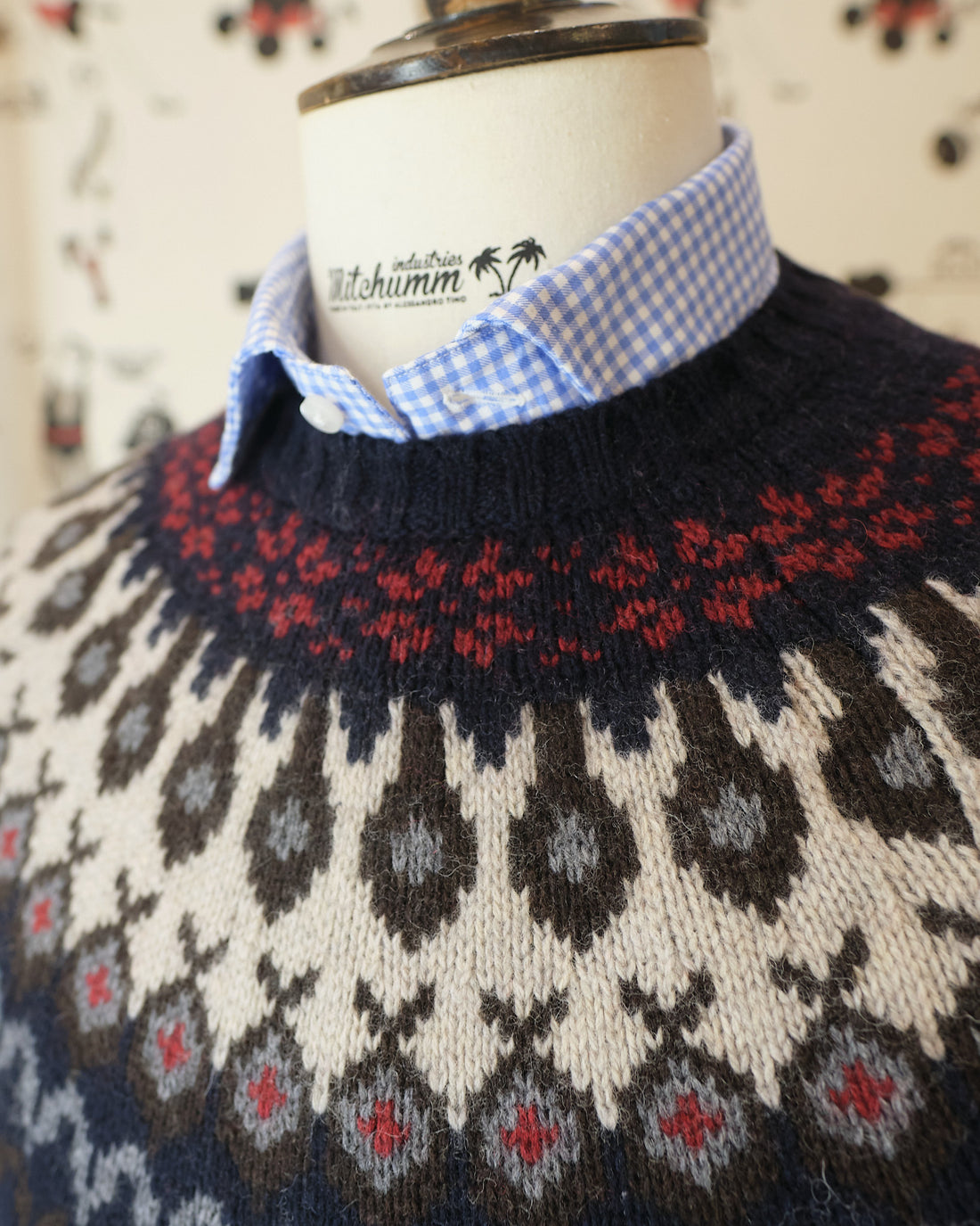 Navy Fair Isle Jacquard crewneck knit