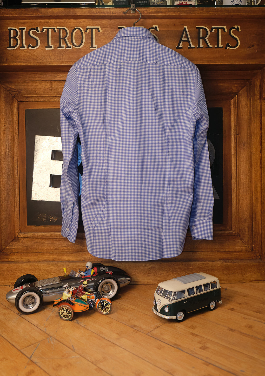 Gingham check Blue shirt