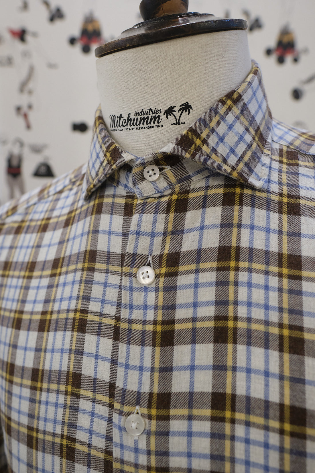 Light Blue Brown Tartan twill Shirt