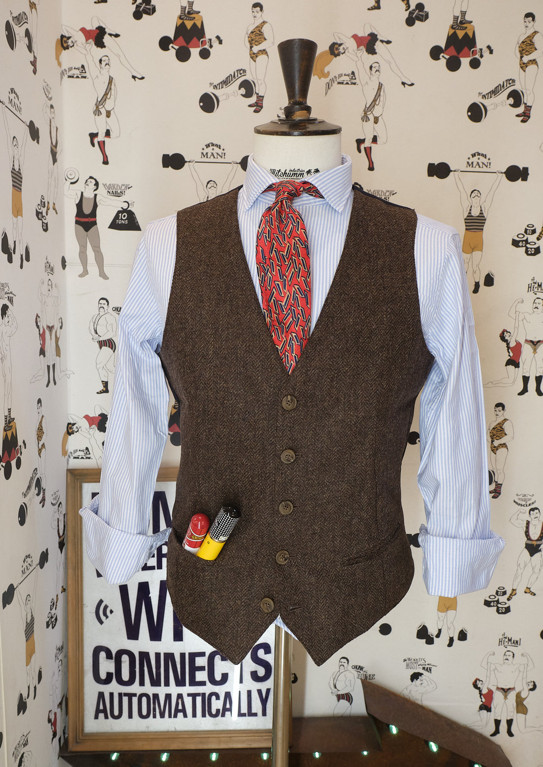 Shetland wool herringbone brown vest