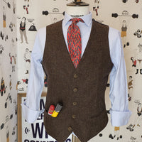 Shetland wool herringbone brown vest
