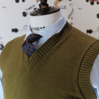 Old School V-neck Military Green Vest