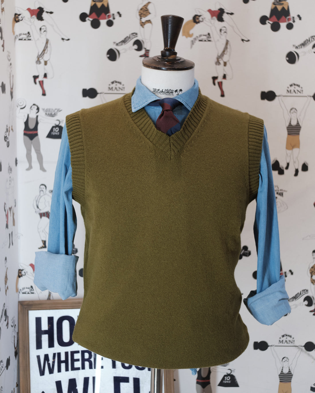 Old School V-neck Military Green Vest