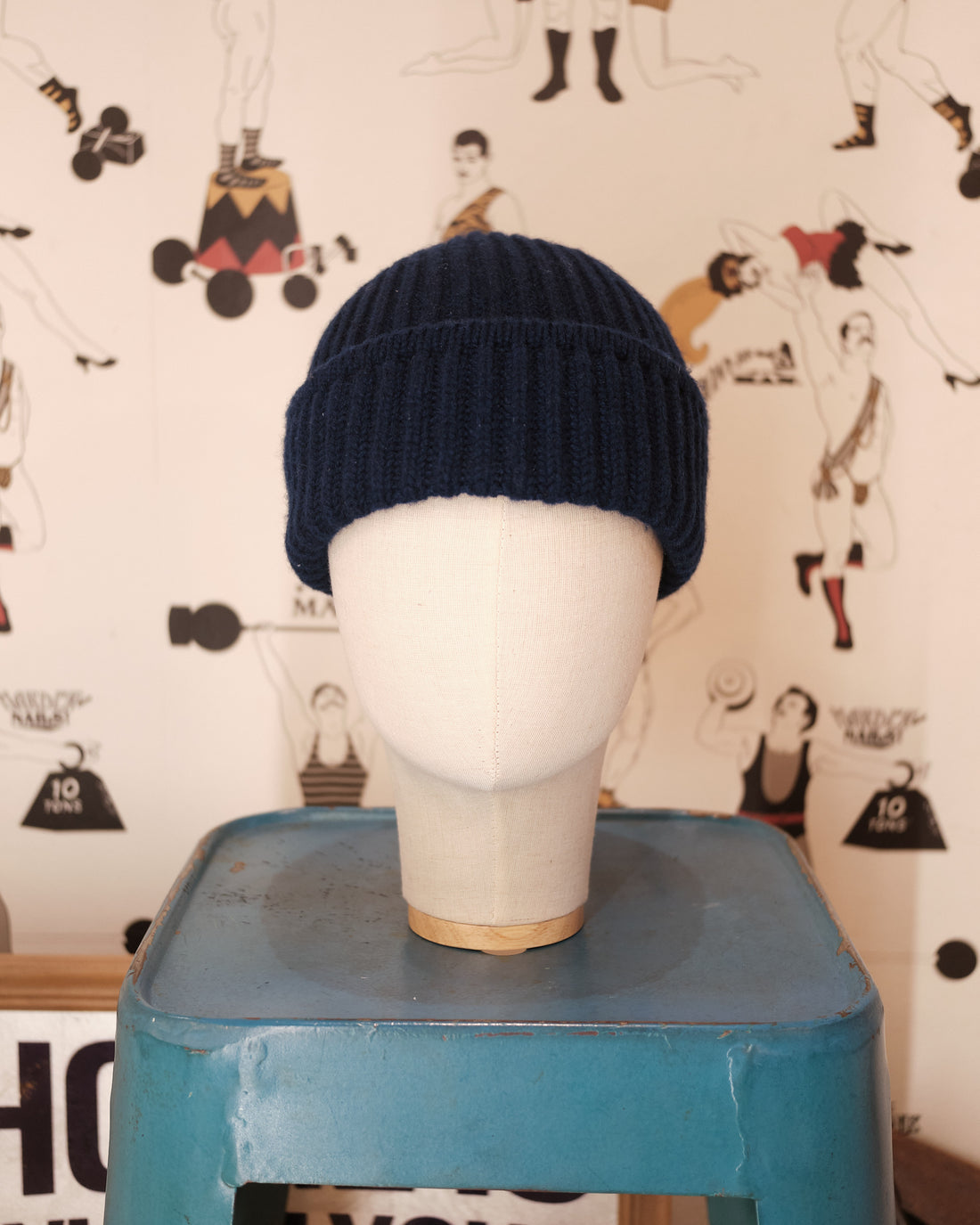 Navy blue cashmere beanie
