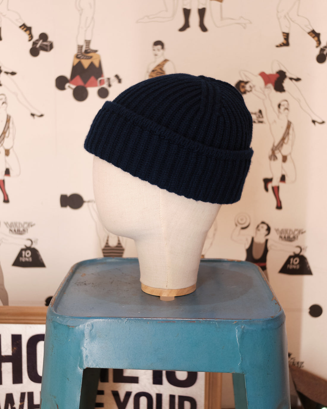 Navy blue cashmere beanie