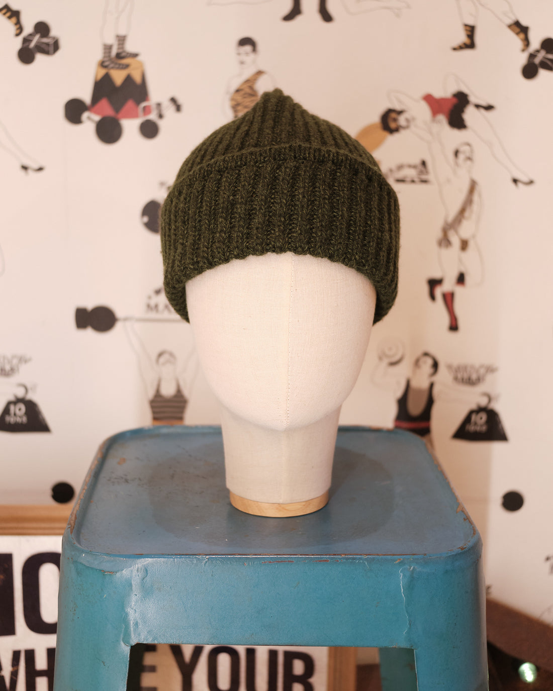 Military green cashmere beanie