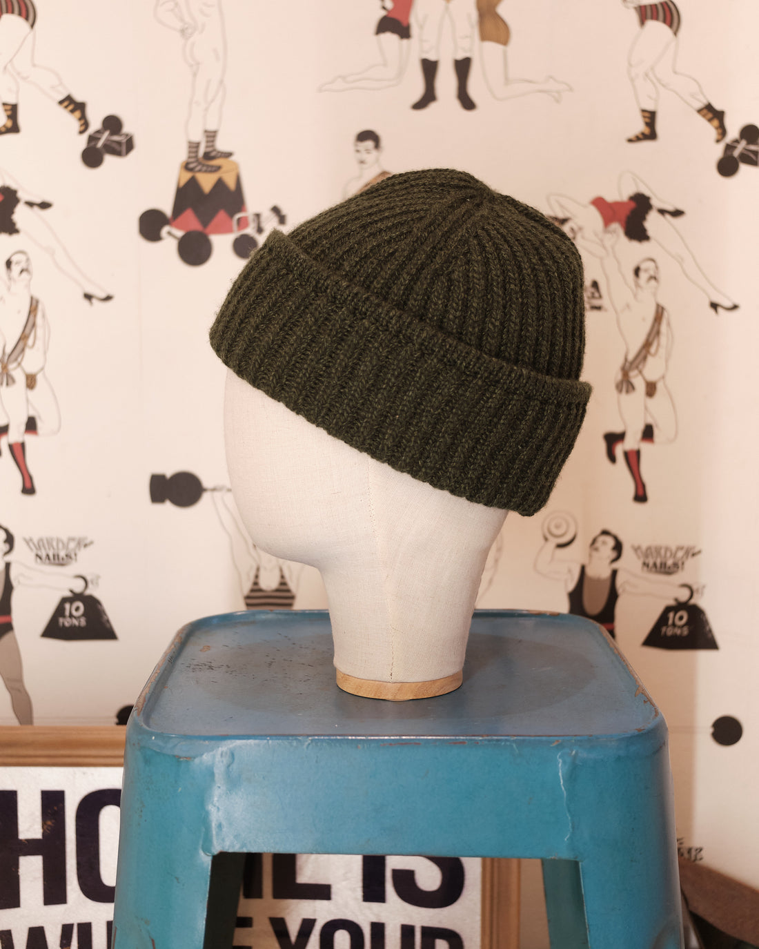 Military green cashmere beanie